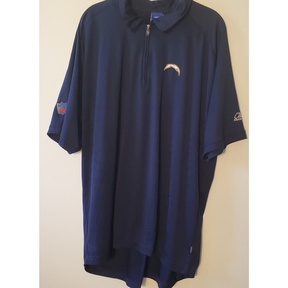 Vtg Reebok NFL San Diego Chargers Mens XL Quarter Zip Polo Shirt Play Dry
